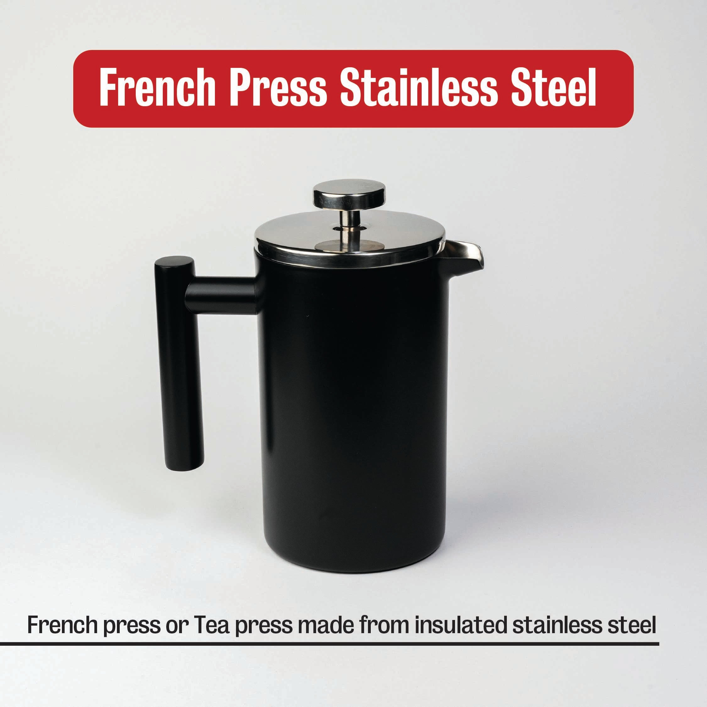 Stainless steel French press coffee maker by Café Younes Lebanon