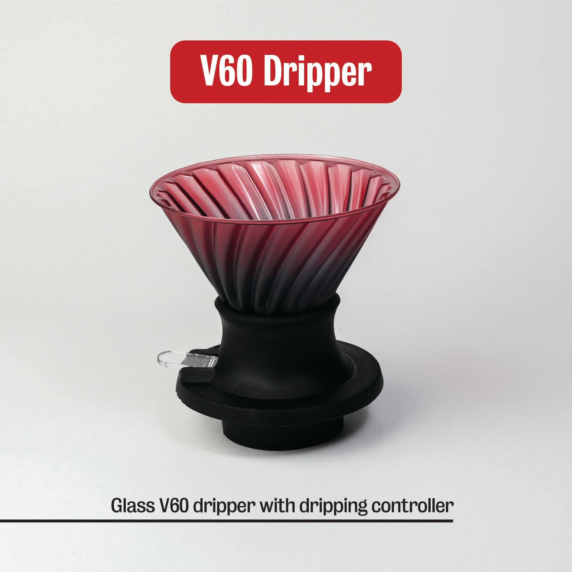Glass V60 coffee dripper with flow controller Cafe Younes Lebanon
